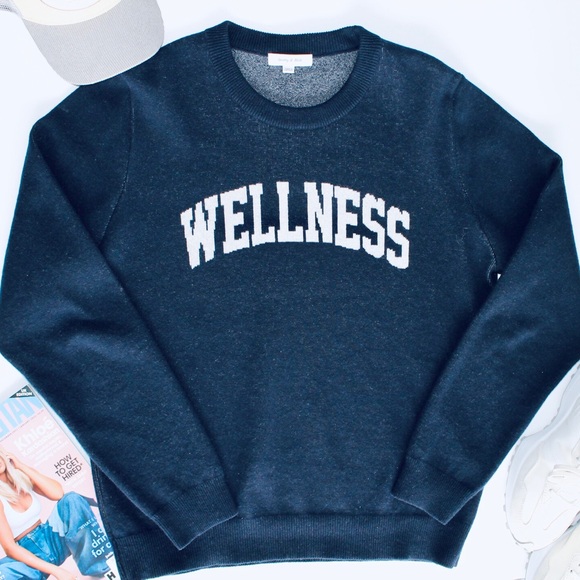 SPORTY & RICH Navy Wellness Ivy Crewneck Sweater - Picture 2 of 4